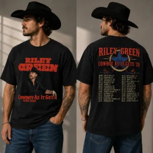 Riley Green Cowboy As It Gets Tour 2026 Tee Two-Sided Country Concert Shirt