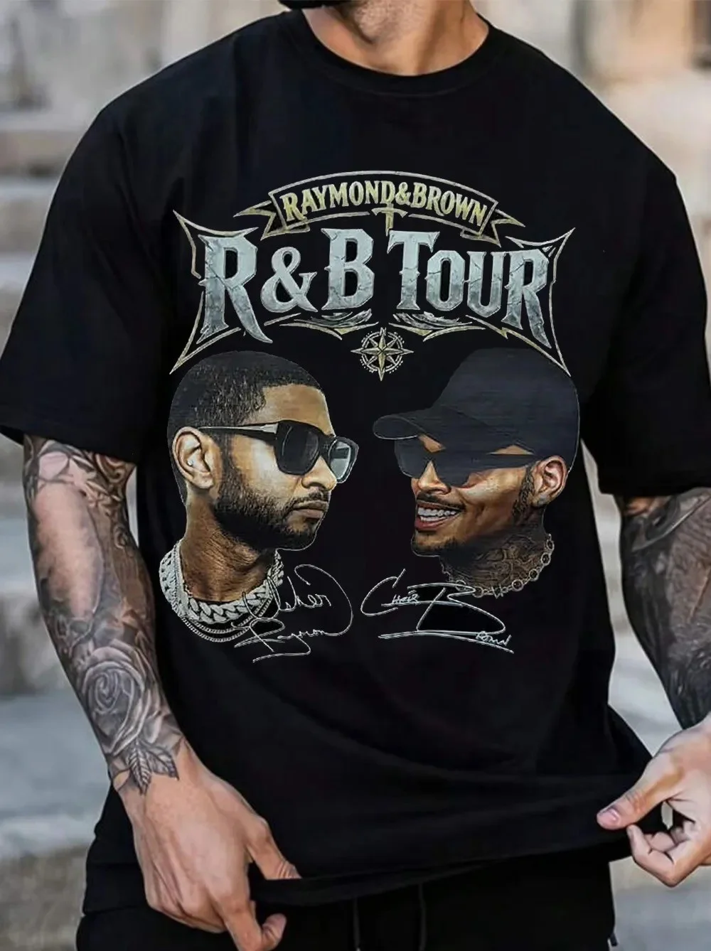 Raymond and Brown R&B Tour 2026 Concert Merch Tee with Signatures