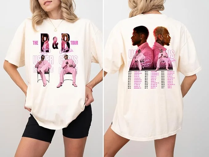 The R&B Tour 2026 Usher and Chris Brown Concert Tee with Tour Dates Back Print