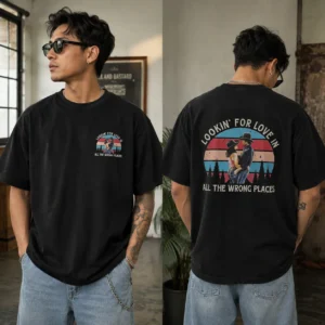 Lookin' For Love In All The Wrong Places Retro Western Tee Vintage Cowboy Graphic Shirt