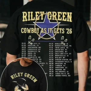 Riley Green Cowboy As It Gets 2026 Tour Tee Country Concert Souvenir Shirt