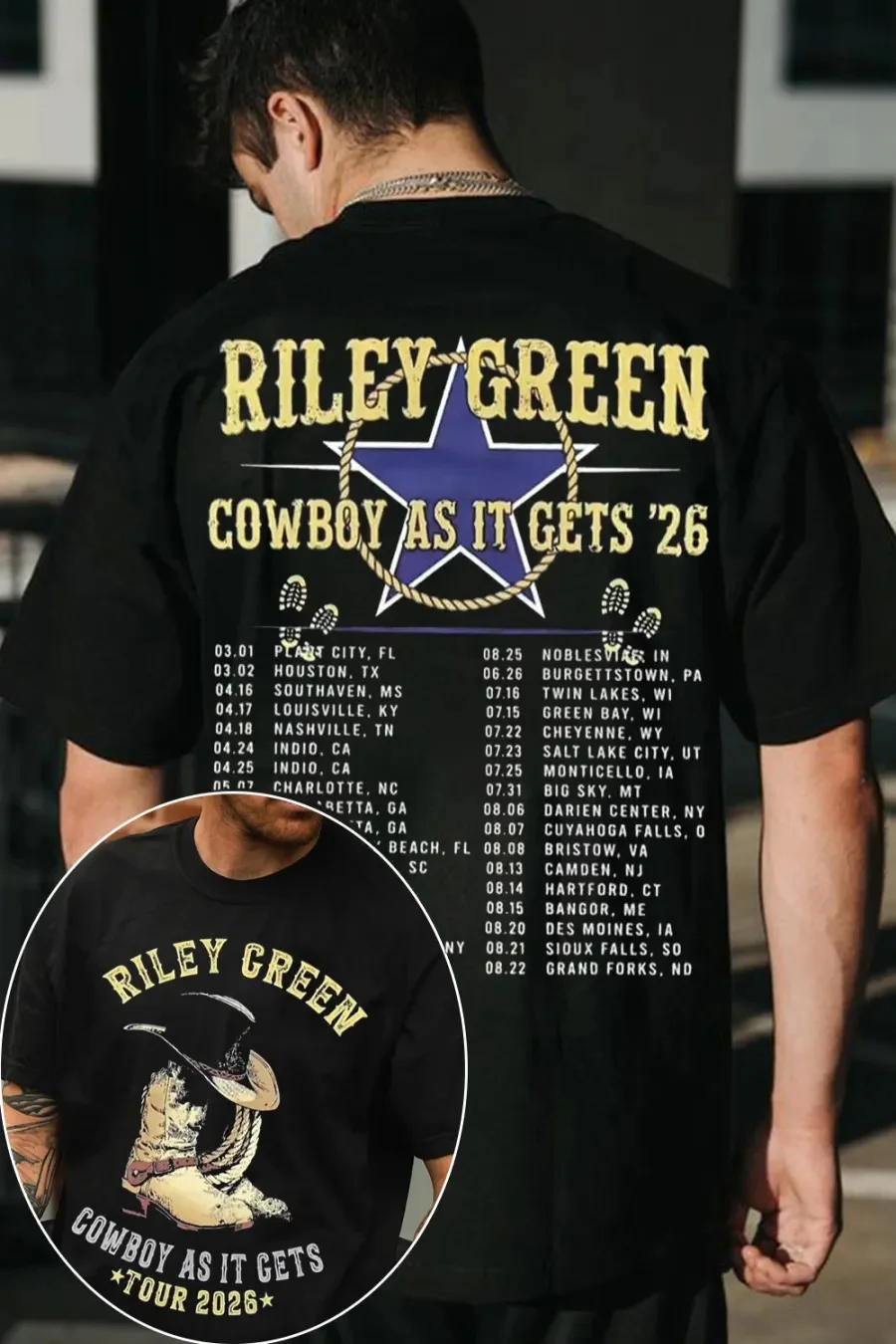 woobulk_1785726142557_0_ae8e73.webp Riley Green Cowboy As It Gets 2026 Tour Tee Country Concert Souvenir Shirt