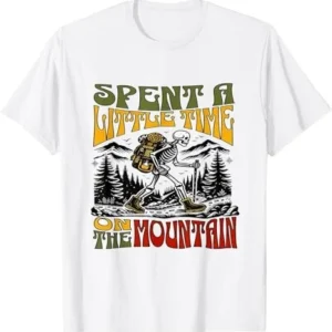 Spent A Little Time On The Mountain Retro Hiking Skeleton Tee