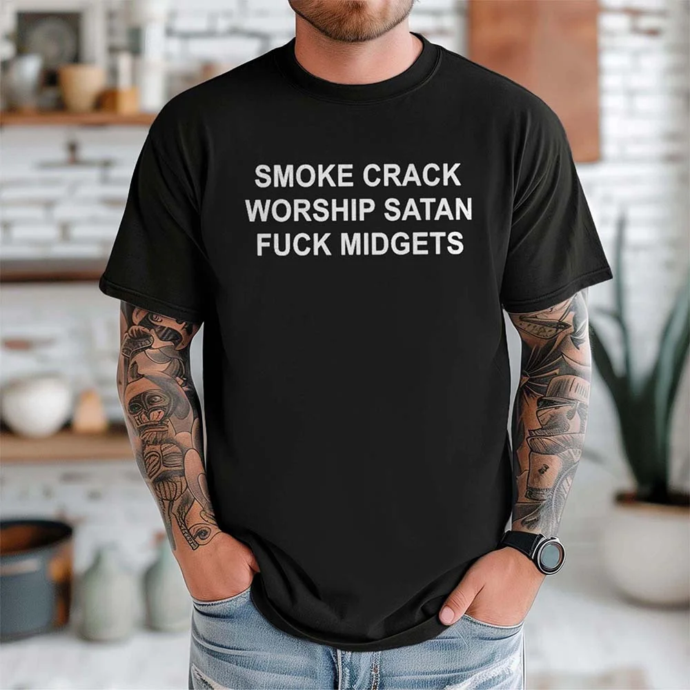 Smoke Crack Worship Satan Offensive Dark Humor Tee