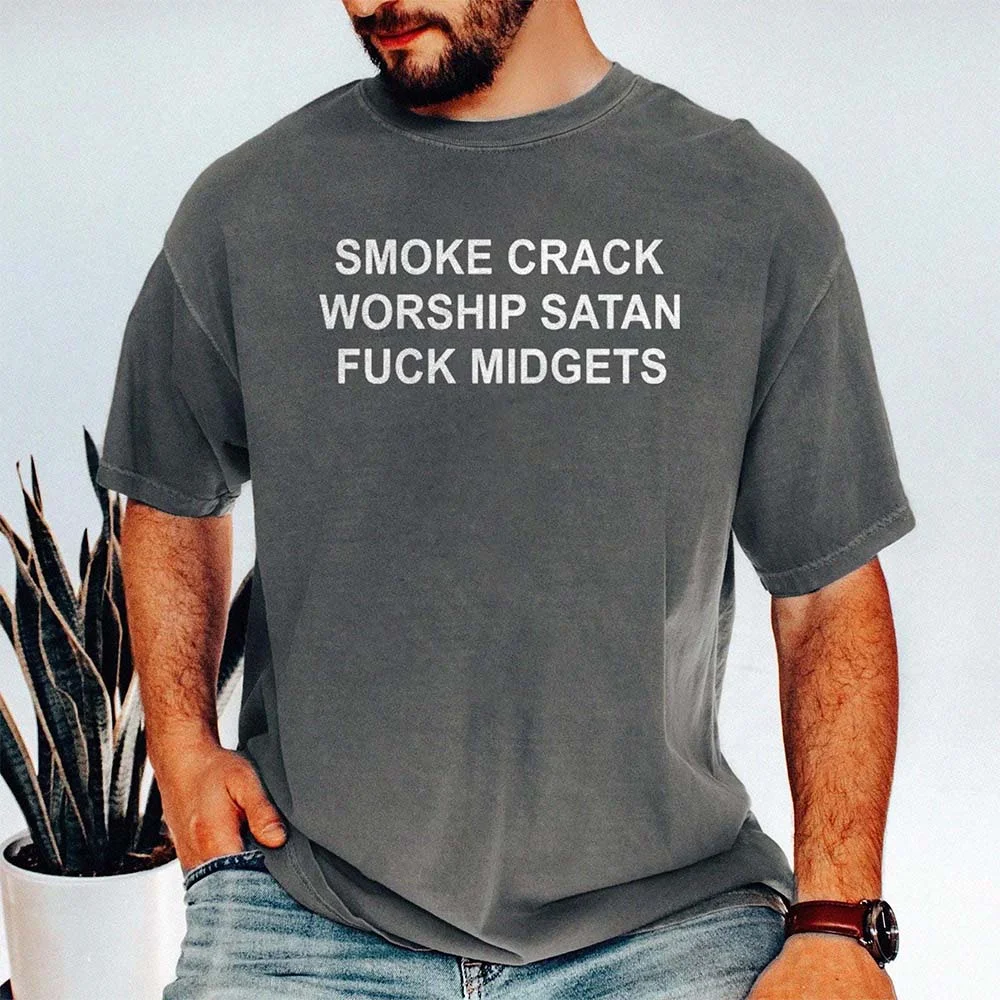 Smoke Crack Worship Satan Offensive Dark Humor Tee