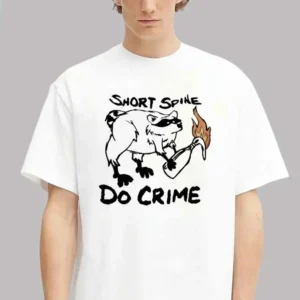 Short Spine Do Crime Raccoon Meme Graphic Tee Funny Edgy Shirt