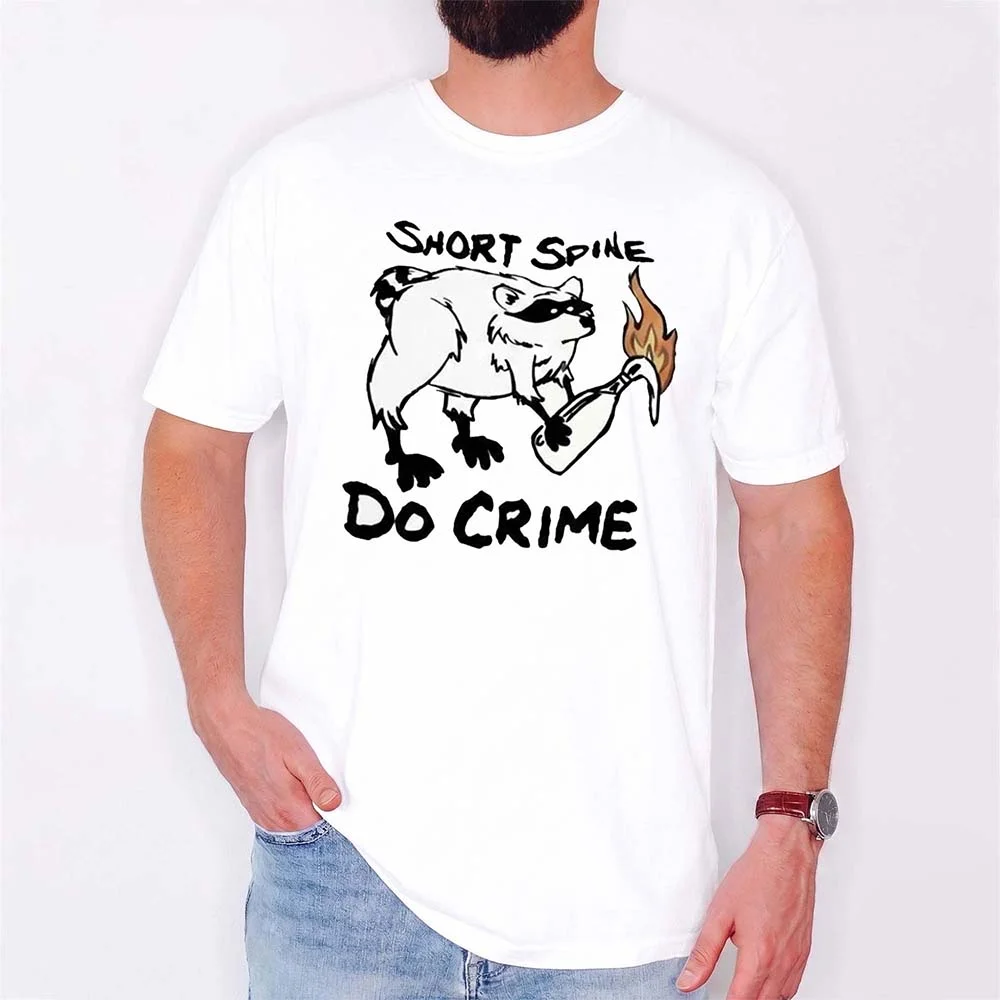 Short Spine Do Crime Raccoon Meme Graphic Tee Funny Edgy Shirt
