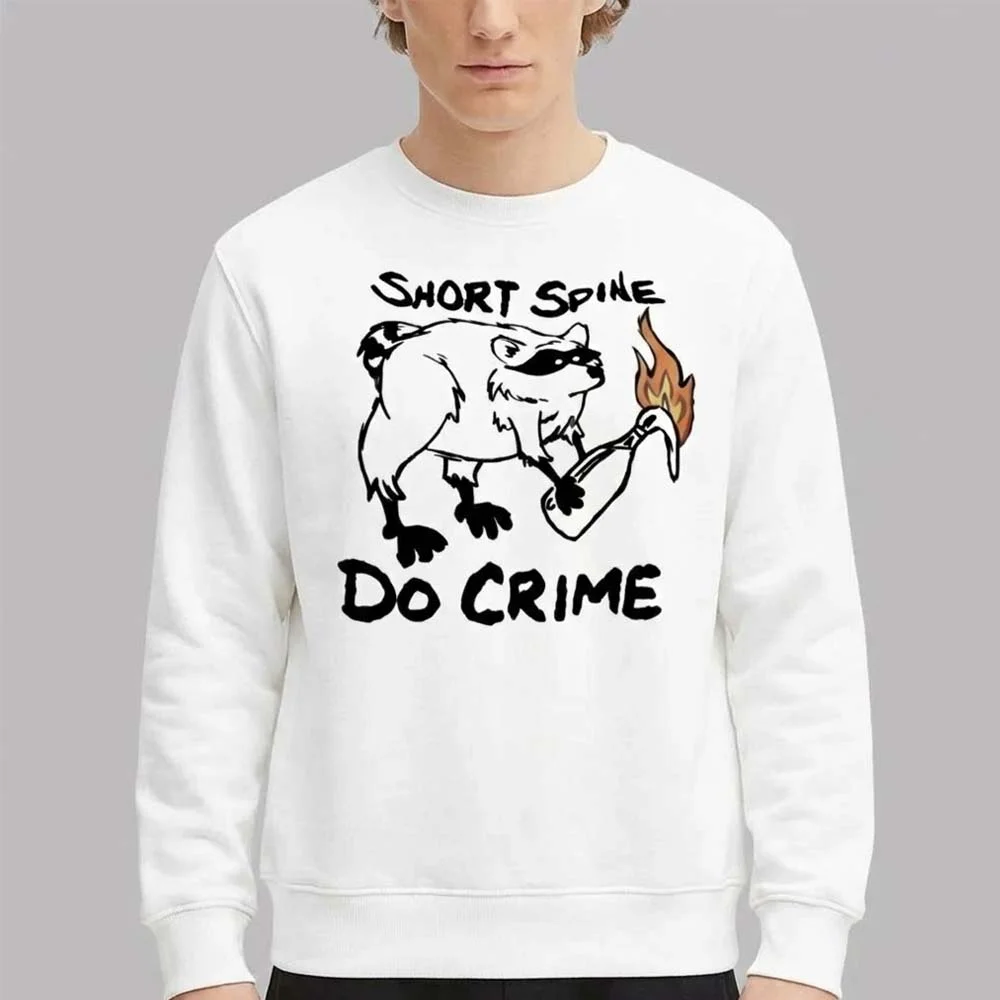 Short Spine Do Crime Raccoon Meme Graphic Tee Funny Edgy Shirt