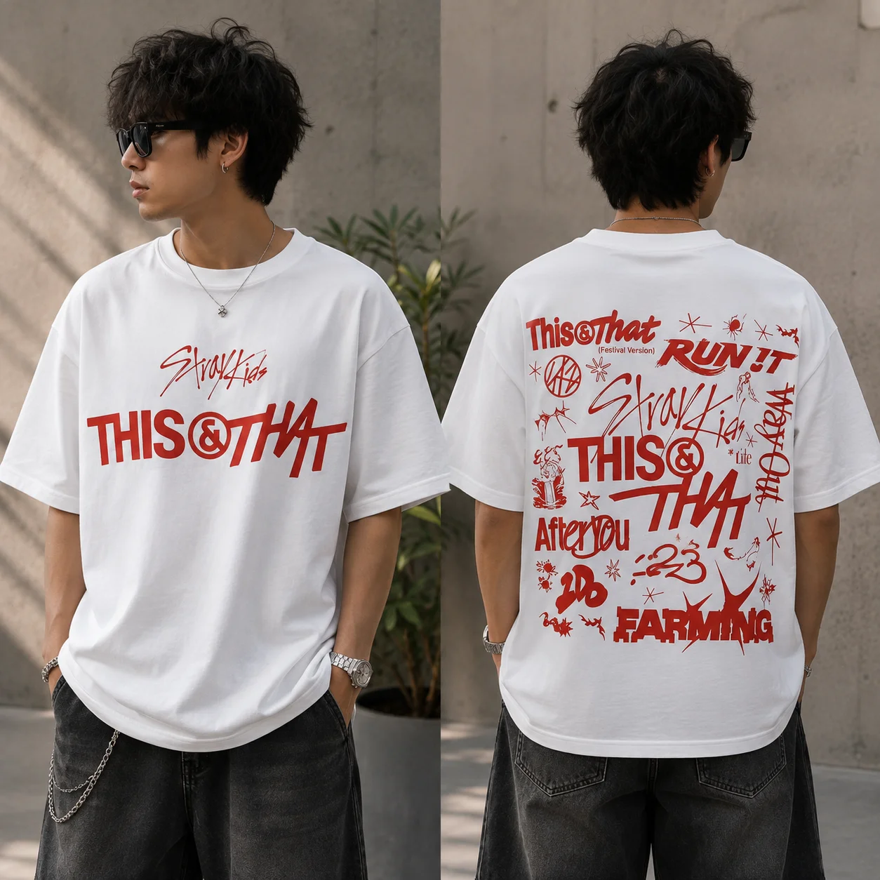 Stray Kids THIS THAT Oversized Streetwear Graphic Tee
