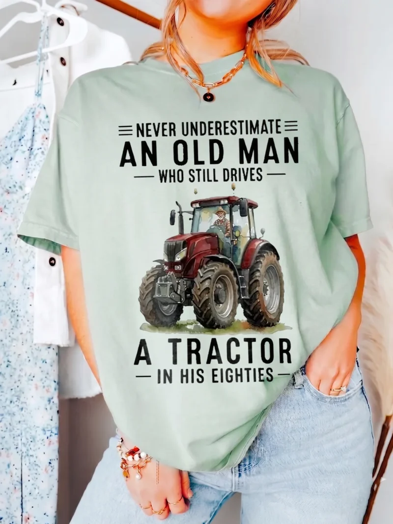 Never Underestimate An Old Man Tractor Sweatshirt Funny 80th Birthday Farmer Grandpa Gift