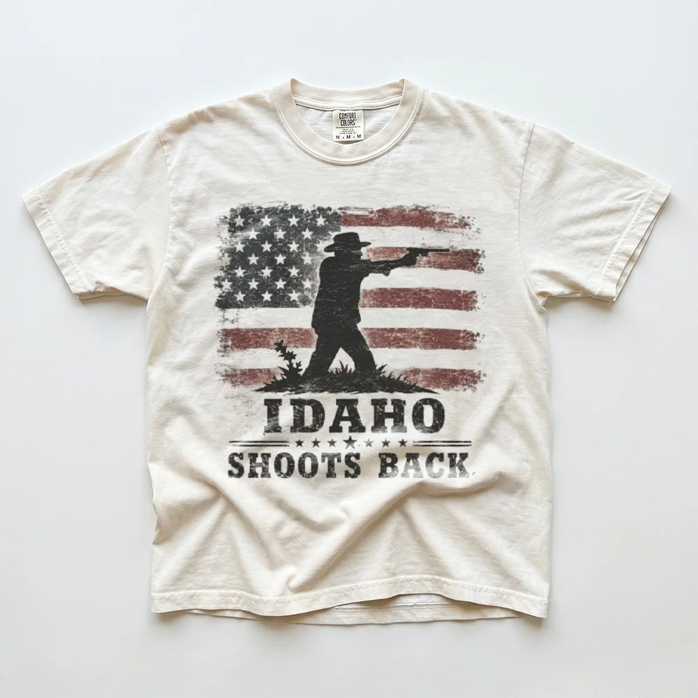 Idaho Shoots Back Tee Pro Second Amendment Patriotic Graphic Shirt