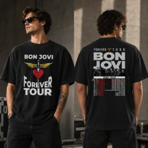 Bon Jovi Forever Tour 2026 Two-Sided Graphic Tee Vintage Concert Fan Gift