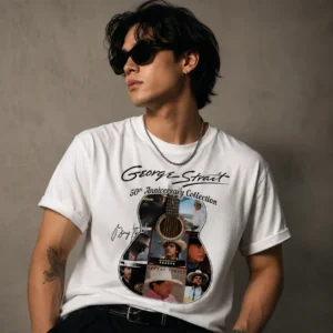 George Strait 50th Anniversary Collection Guitar Graphic Tee Vintage Country Music Fan Apparel
