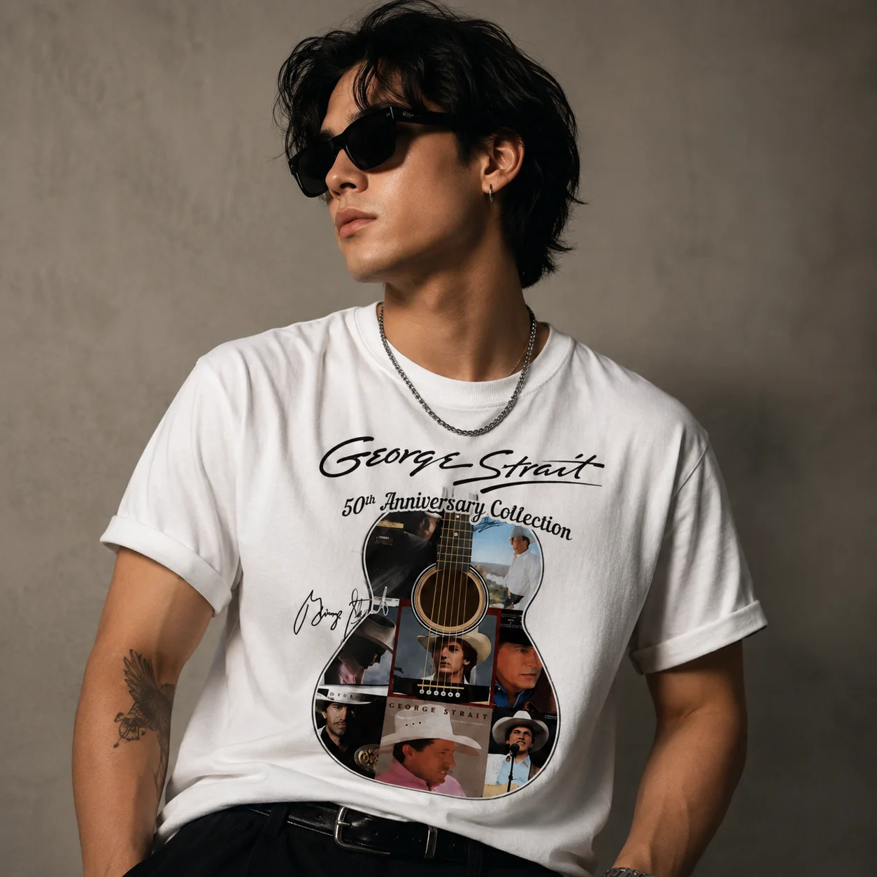 George Strait 50th Anniversary Collection Guitar Graphic Tee Vintage Country Music Fan Apparel