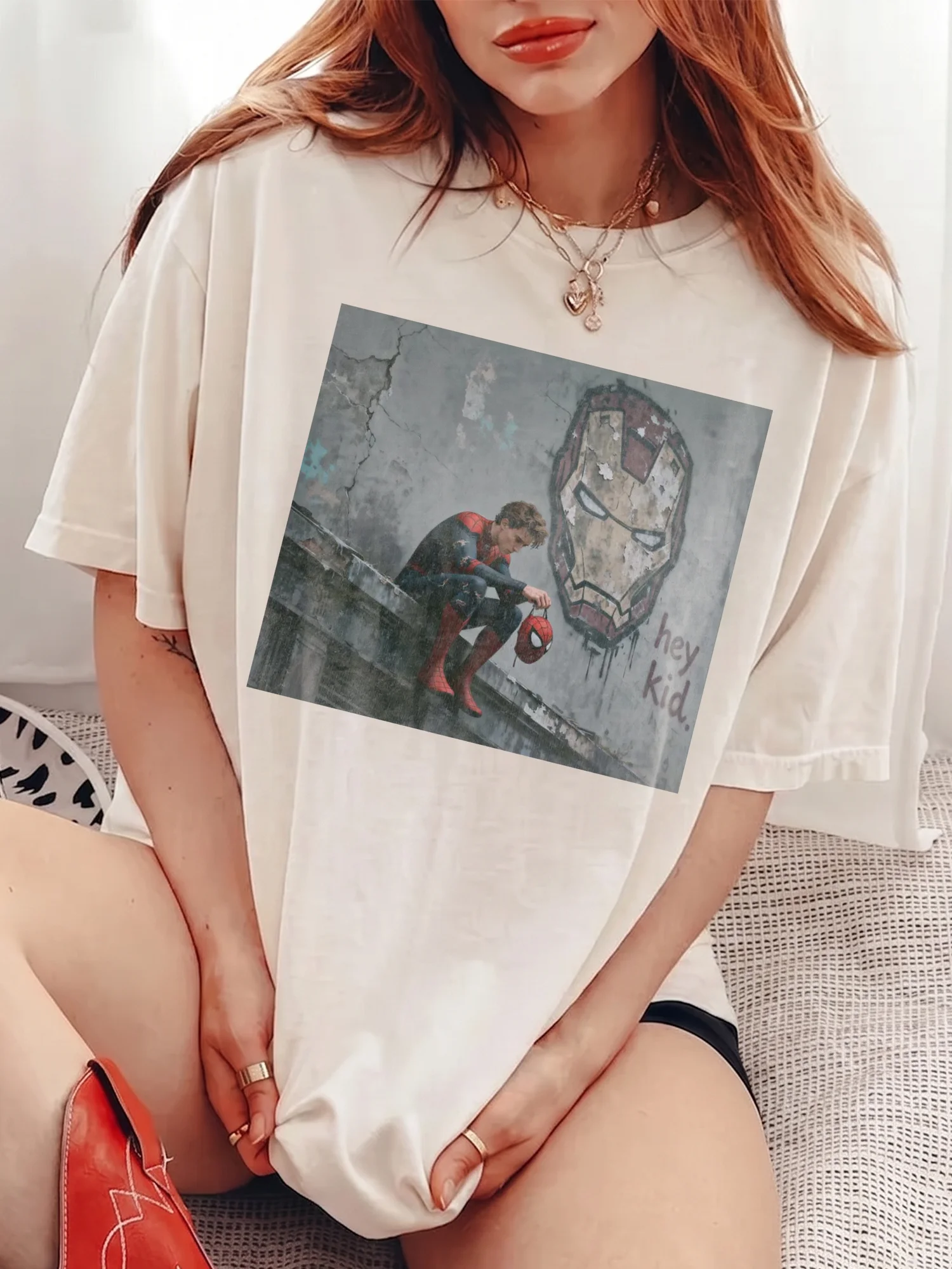 Spider-Man Iron Man Hey Kid Quote Tee Marvel Fan Art Shirt