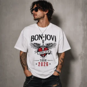 Bon Jovi Forever Tour 2026 Winged Heart Rock Band Tee Concert Merch
