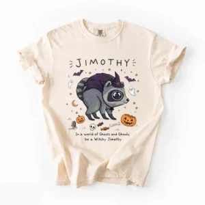 Witchy Jimothy Raccoon Halloween Tee Cute Spooky Ghosts and Ghouls Shirt