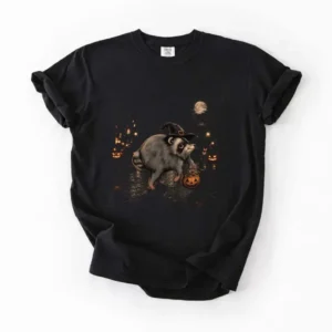 Halloween Possum Witch Tee Funny Spooky Trash Goblin T-Shirt