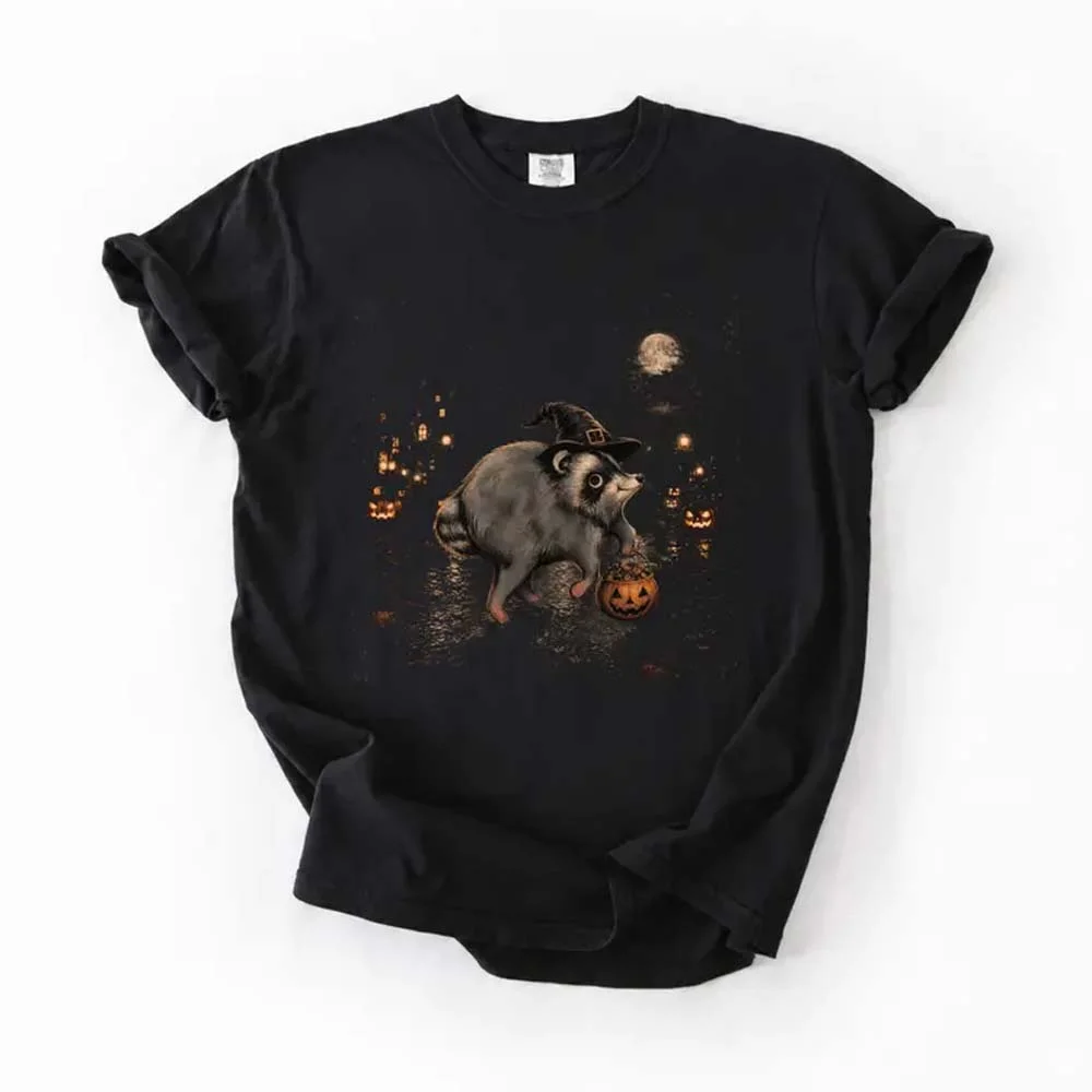 Halloween Possum Witch Tee Funny Spooky Trash Goblin T-Shirt