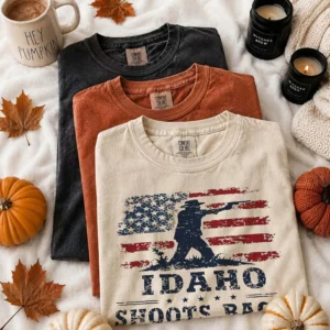 Idaho Shoots Back Second Amendment Distressed Flag Graphic Tee