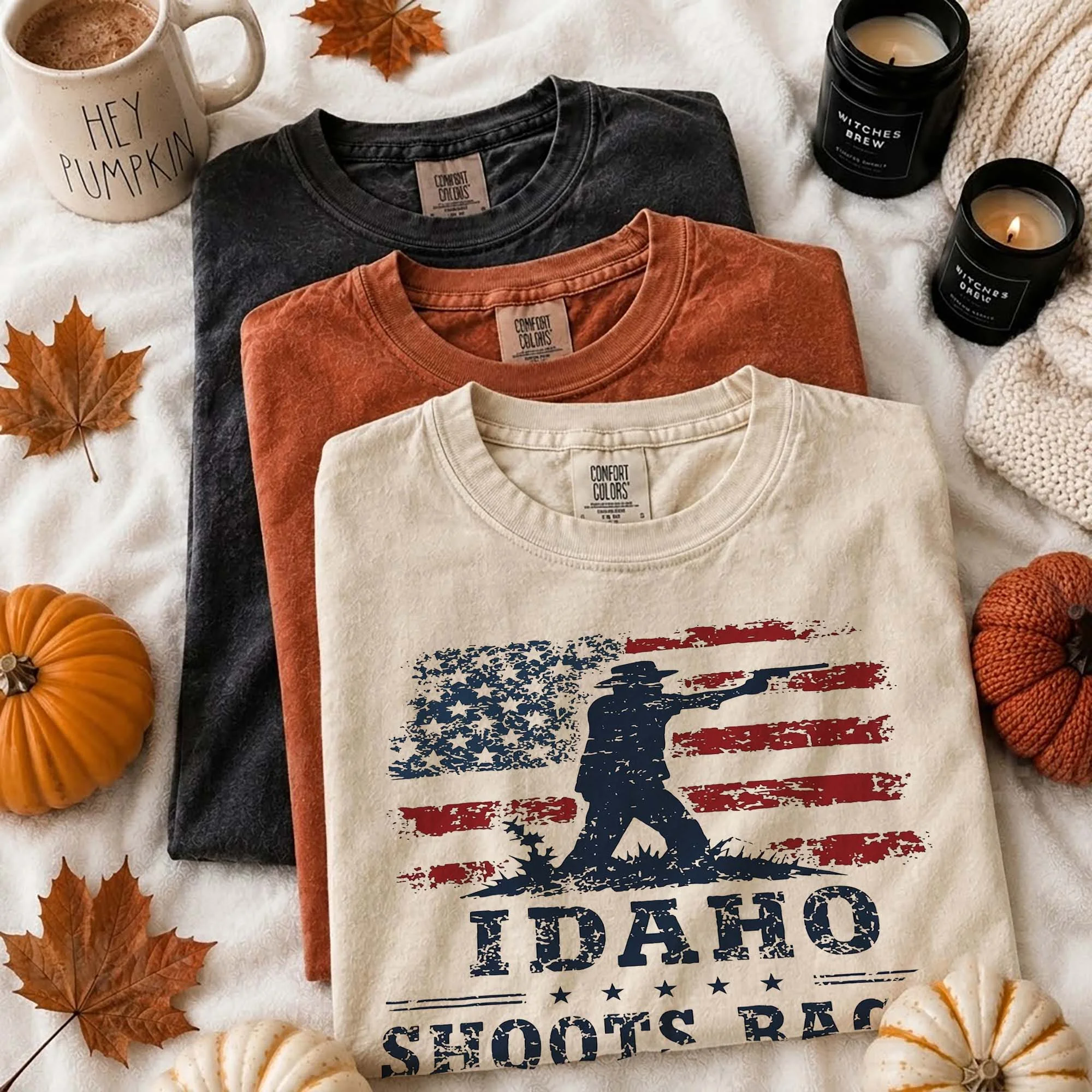 Idaho Shoots Back Second Amendment Distressed Flag Graphic Tee
