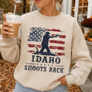 Idaho Shoots Back Second Amendment Distressed Flag Graphic Tee