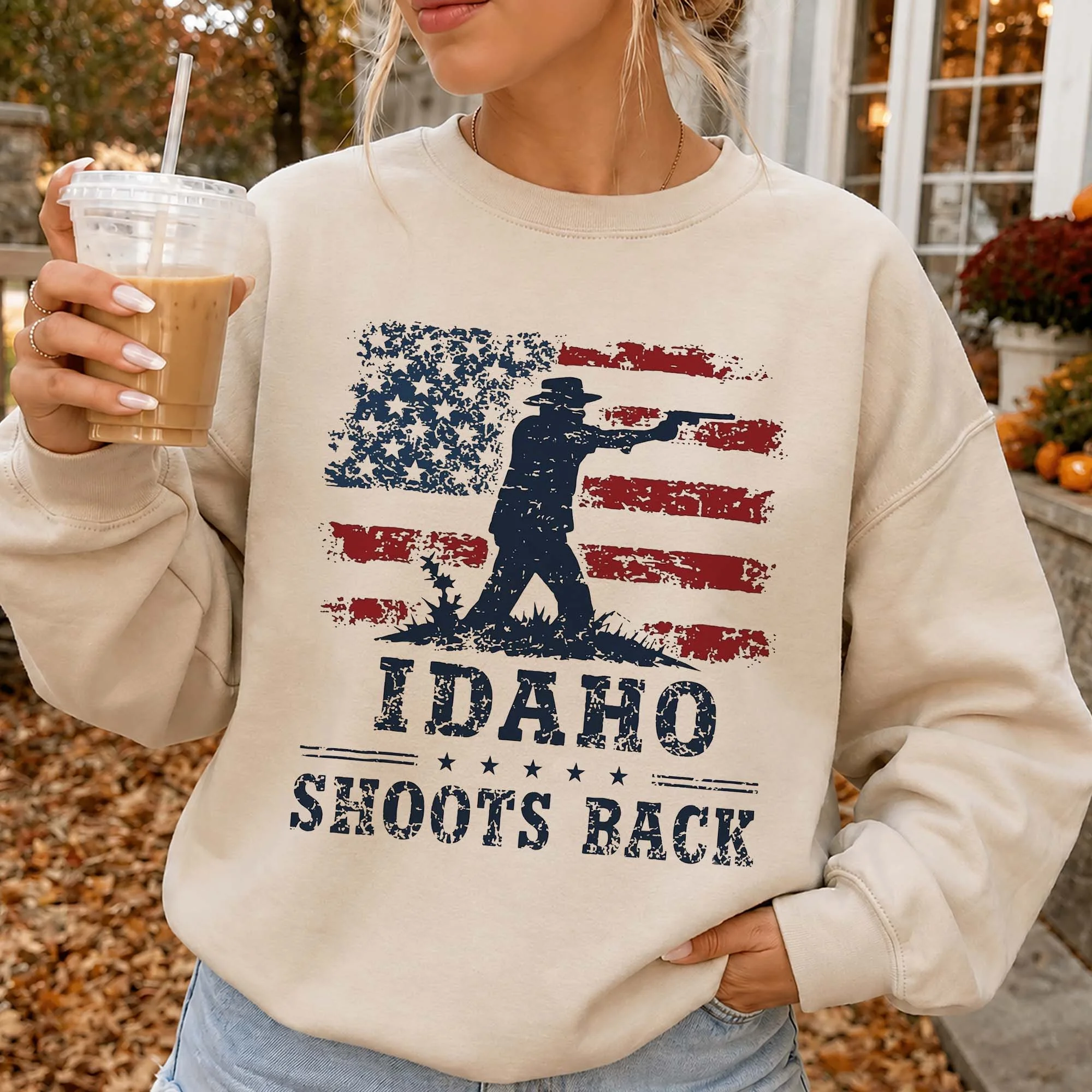 Idaho Shoots Back Second Amendment Distressed Flag Graphic Tee