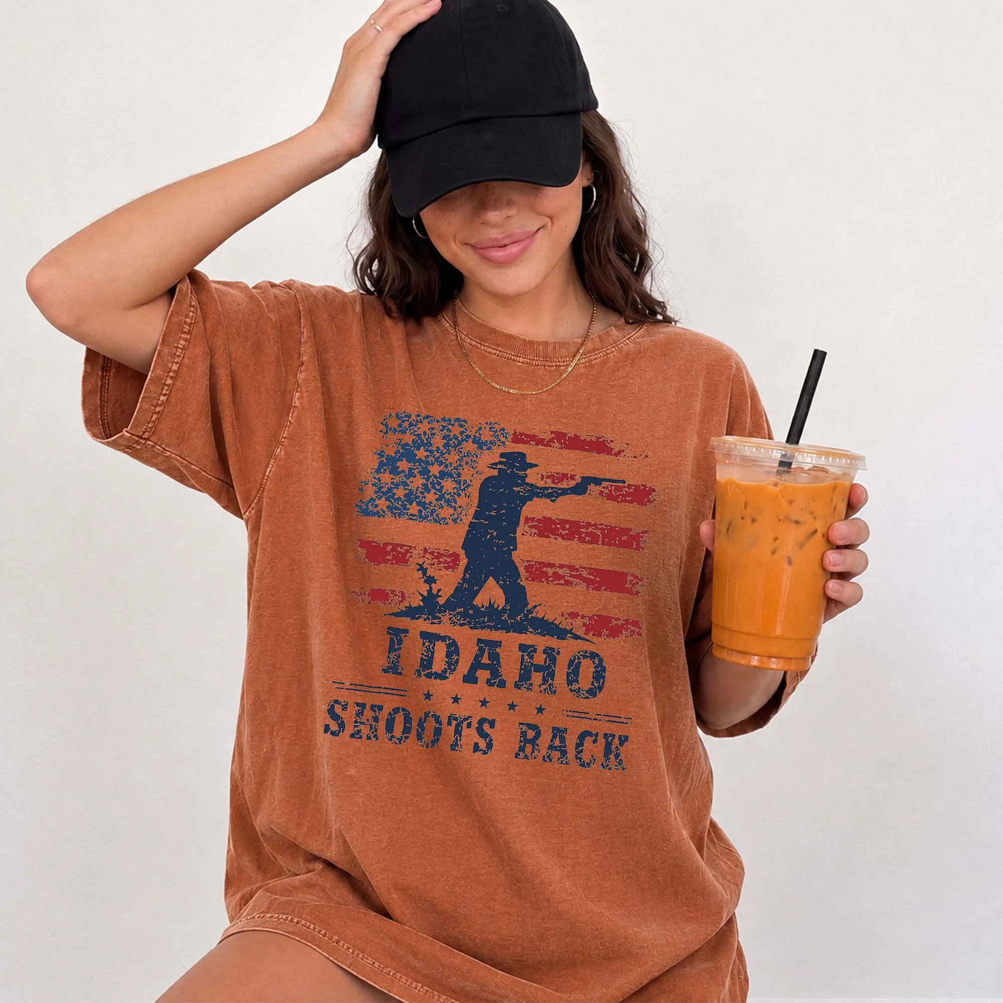 Idaho Shoots Back Second Amendment Distressed Flag Graphic Tee