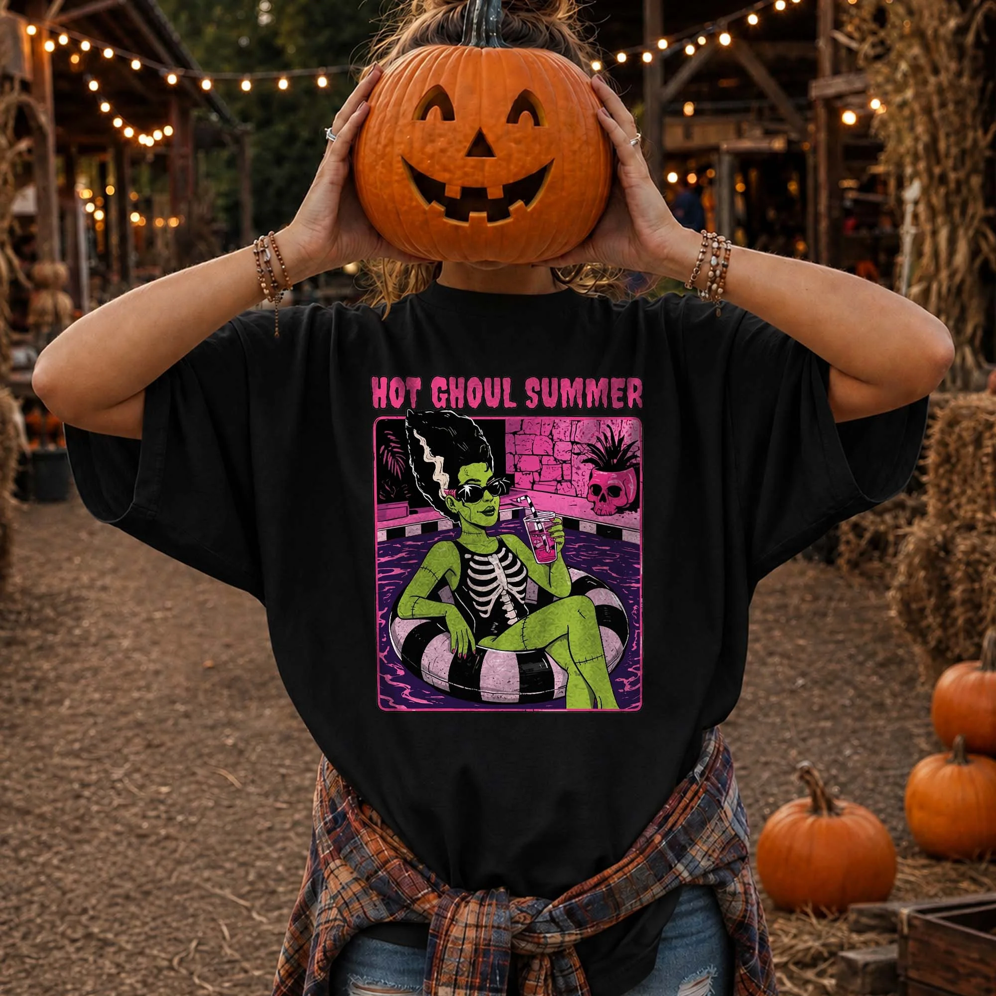 Hot Ghoul Summer Bride of Frankenstein Tee Retro Spooky Summer Graphic Shirt