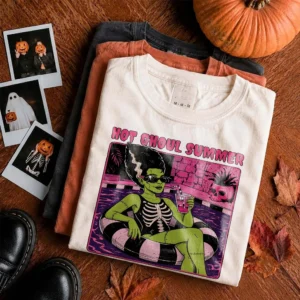 Hot Ghoul Summer Bride of Frankenstein Tee Retro Spooky Summer Graphic Shirt