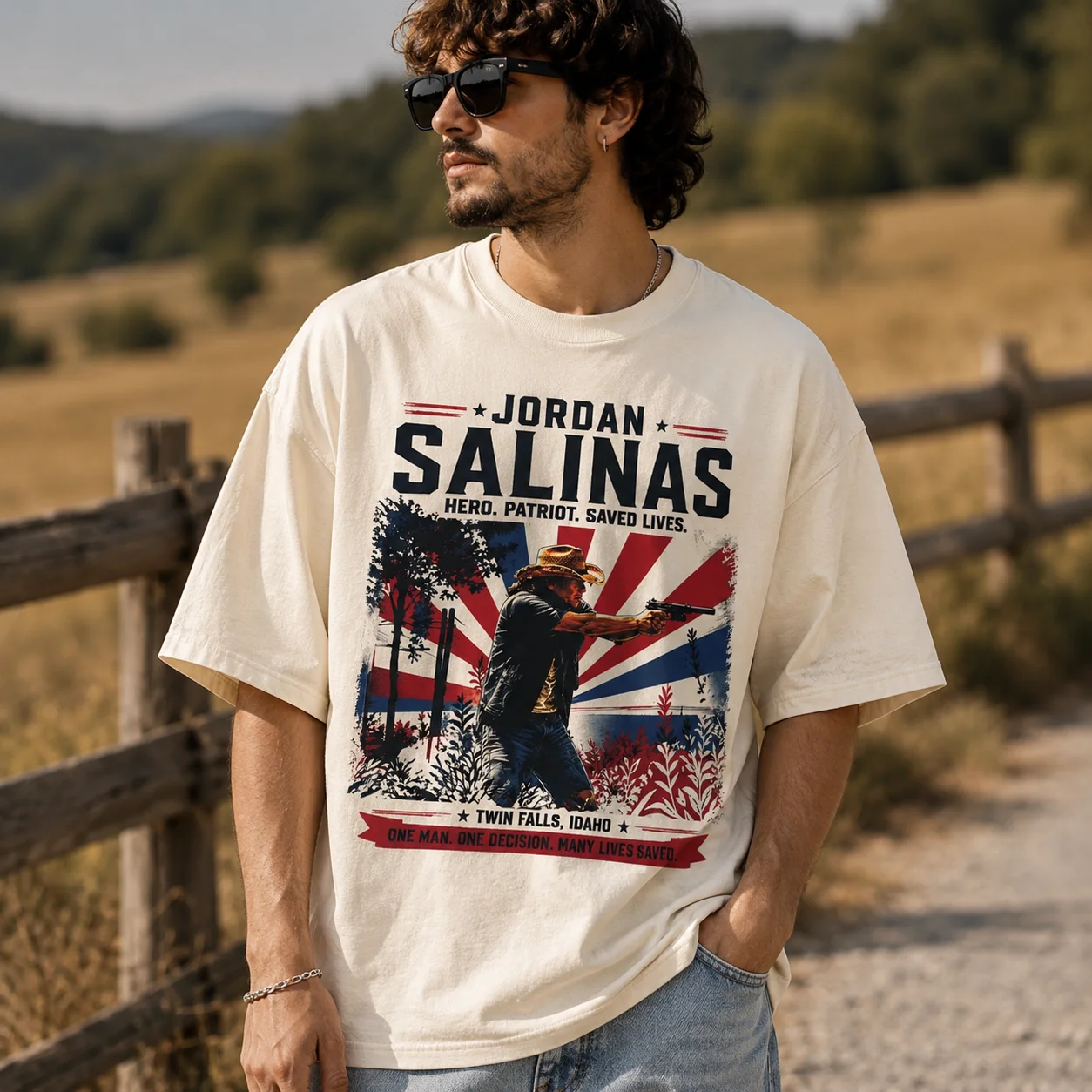 Hero Patriot Saved Lives Twin Falls Idaho Custom Name Tee