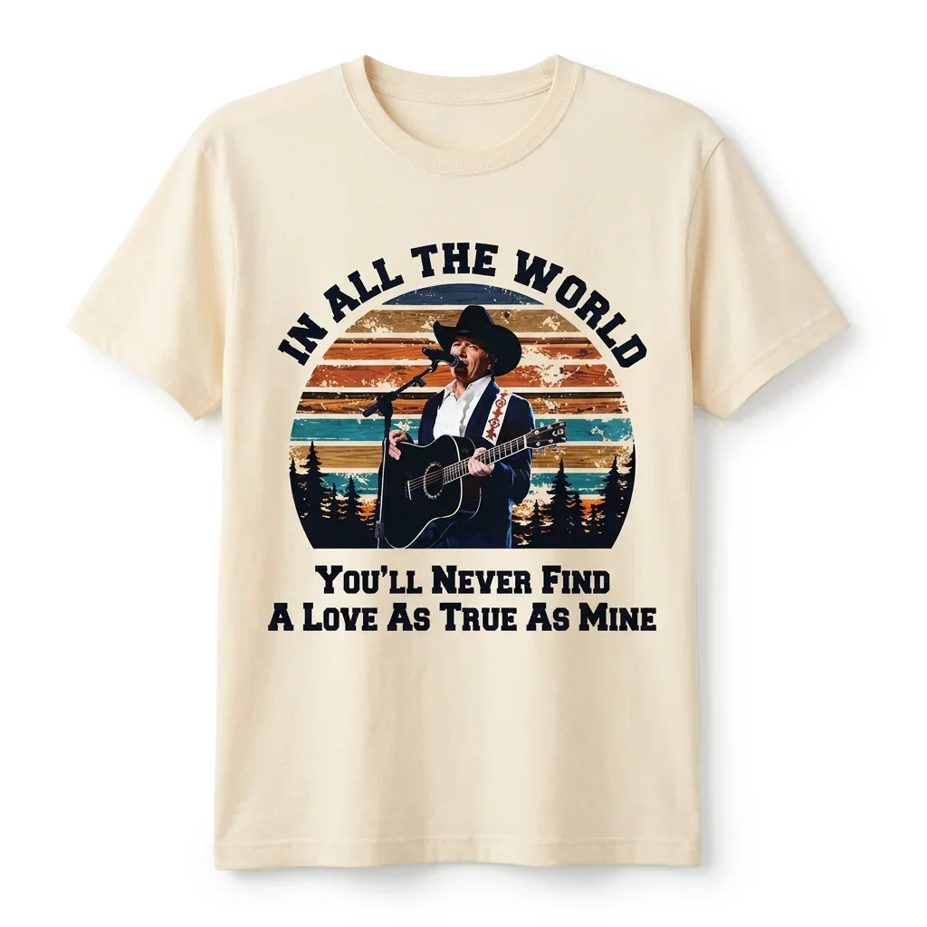 George Strait In All The World True Love Quote Tee Vintage Country Sunset Graphic Shirt
