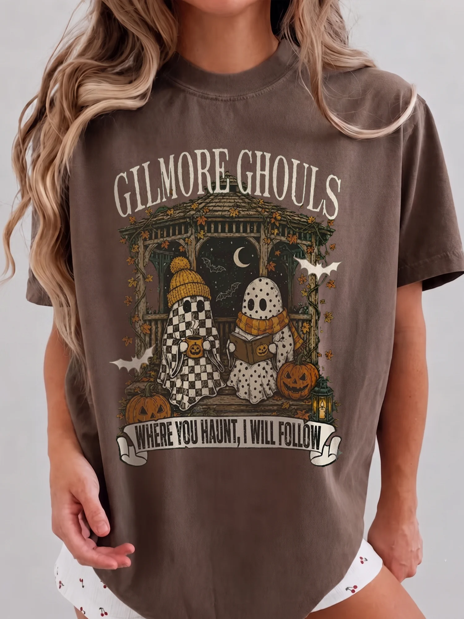 Gilmore Ghouls Where You Haunt I Will Follow Halloween Tee Spooky Ghost Shirt for Women