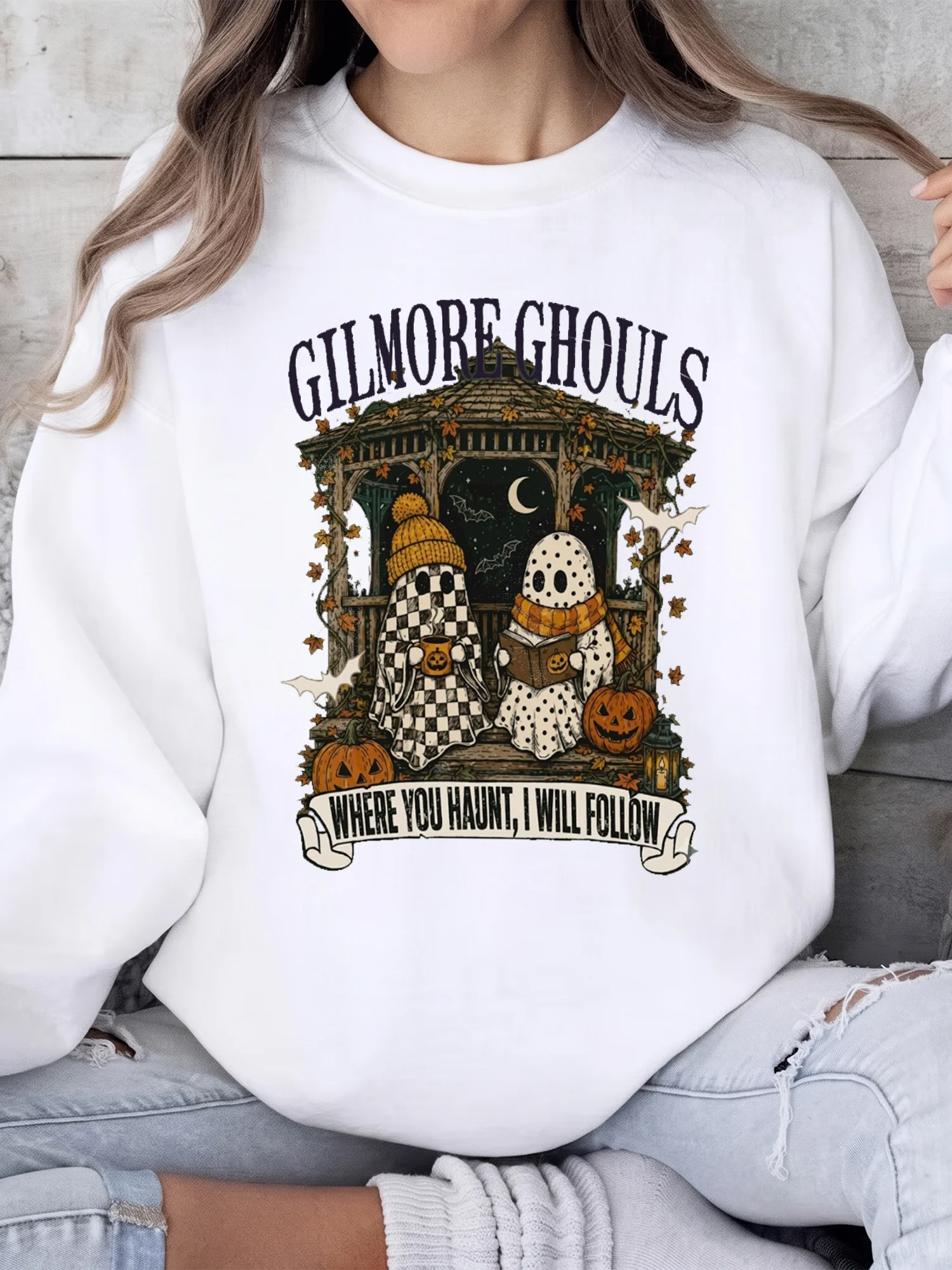 Gilmore Ghouls Where You Haunt I Will Follow Halloween Tee Spooky Ghost Shirt for Women