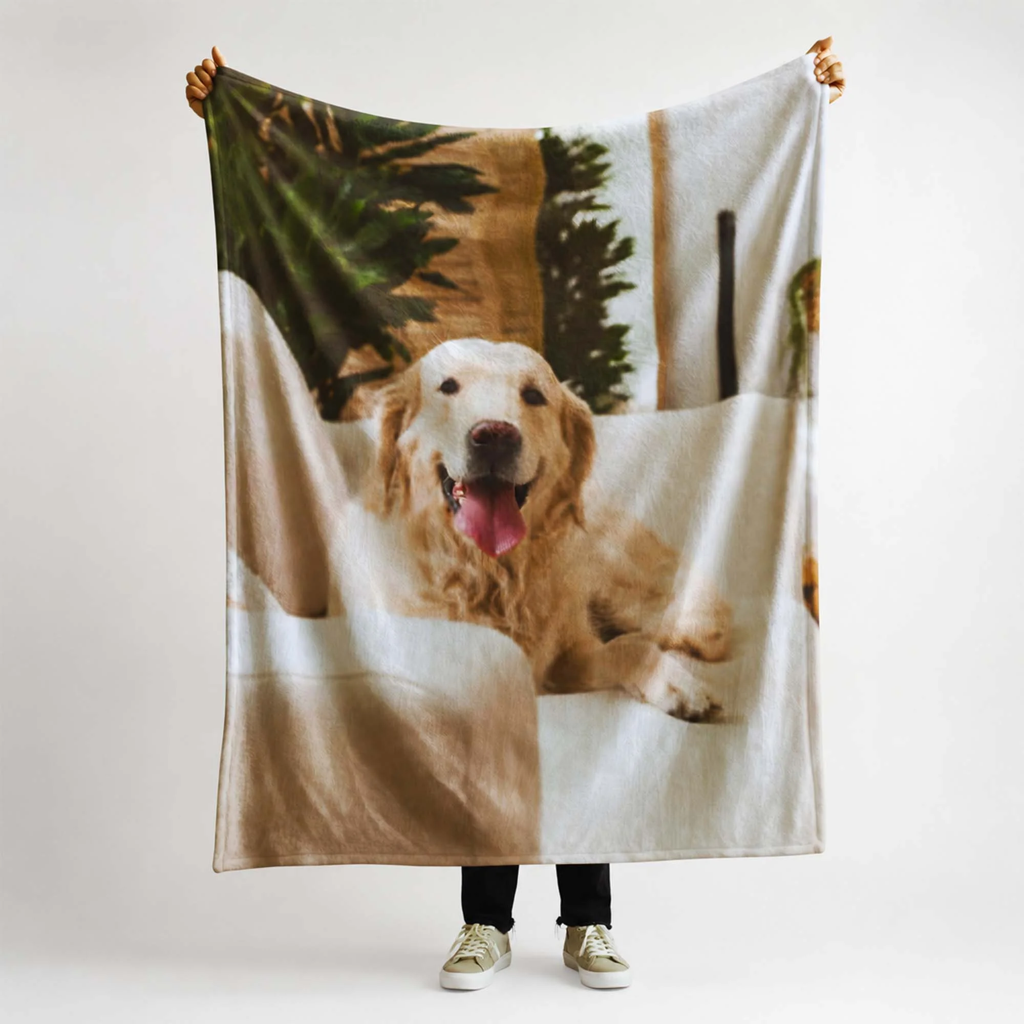Custom Pet Photo Blanket Personalized Dog Portrait Fleece Throw Gift for Pet Owners