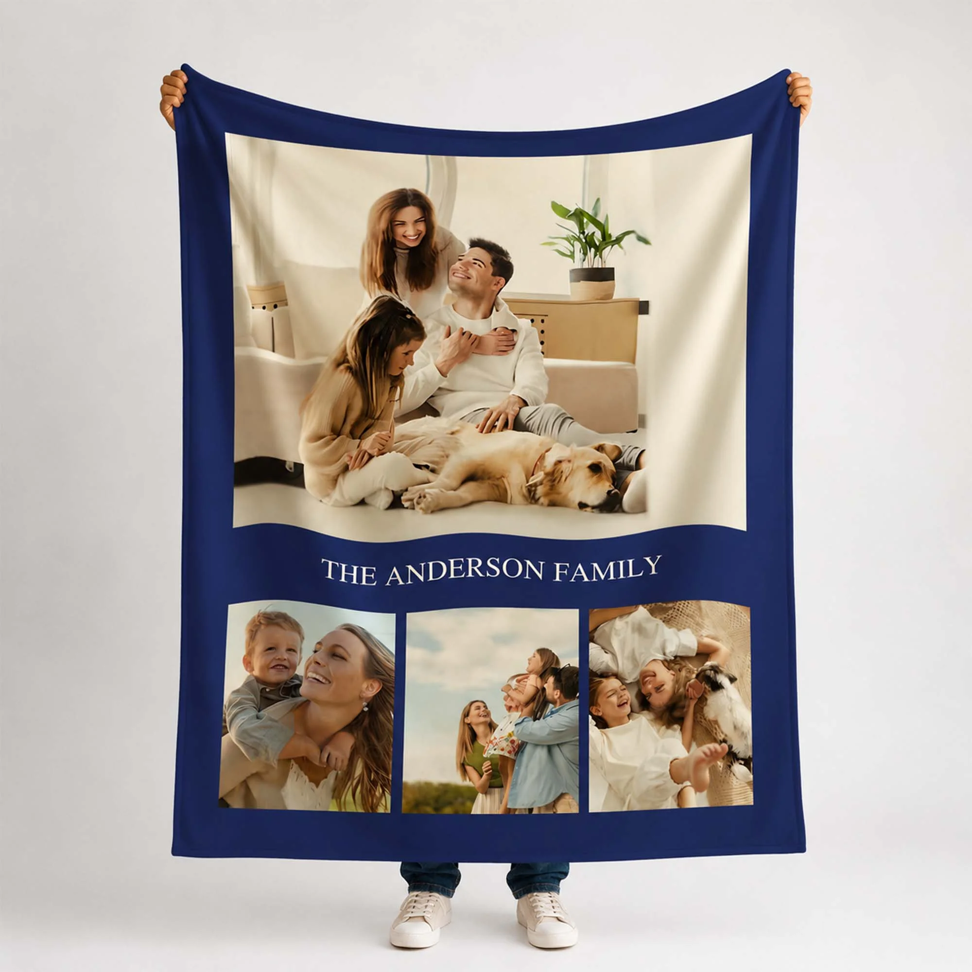 Custom Pet Photo Blanket Personalized Dog Portrait Fleece Throw Gift for Pet Owners