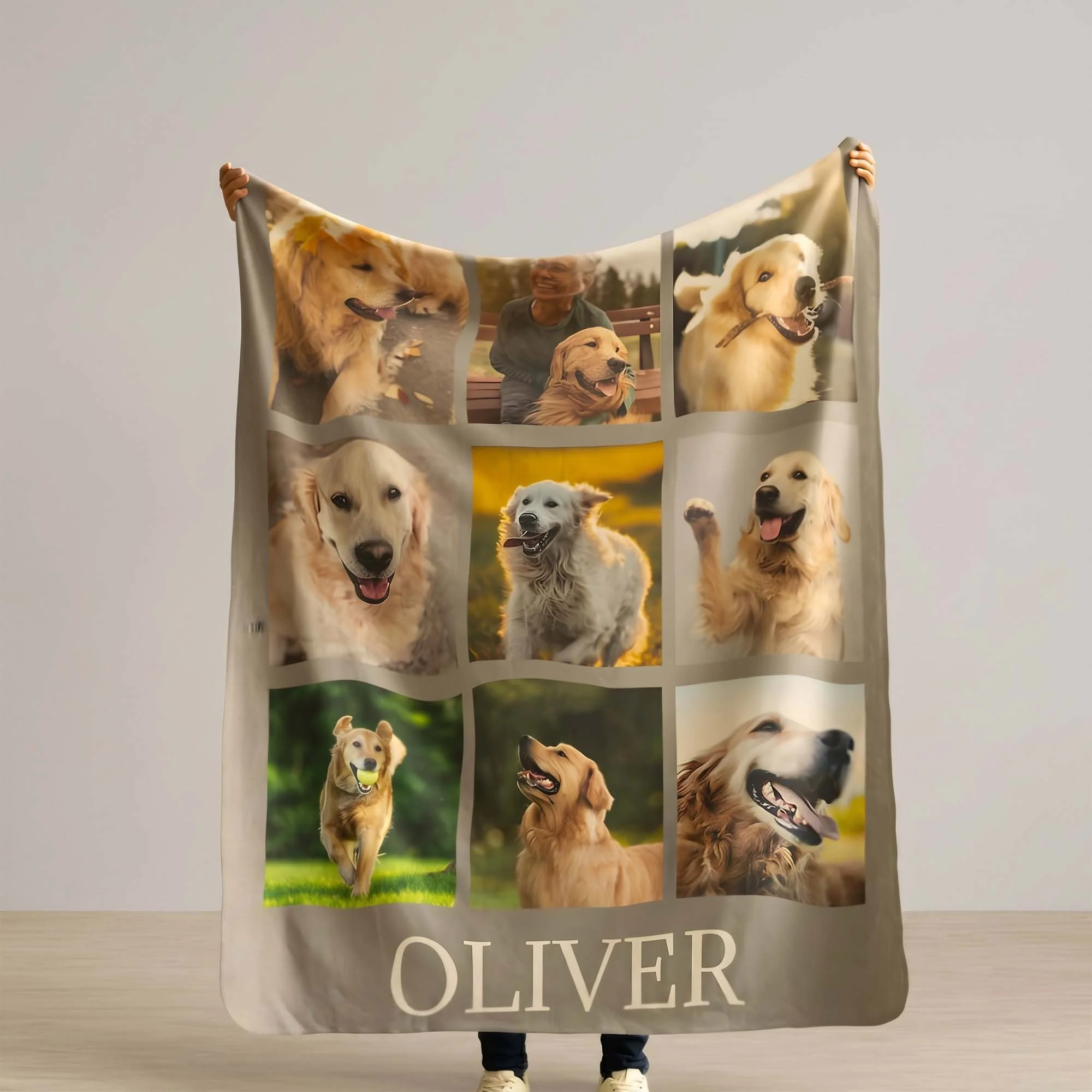 Custom Pet Photo Blanket Personalized Dog Portrait Fleece Throw Gift for Pet Owners