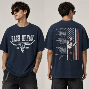 Zach Bryan Est 1996 Vintage Lyric Tee American Flag Guitar Graphic Shirt