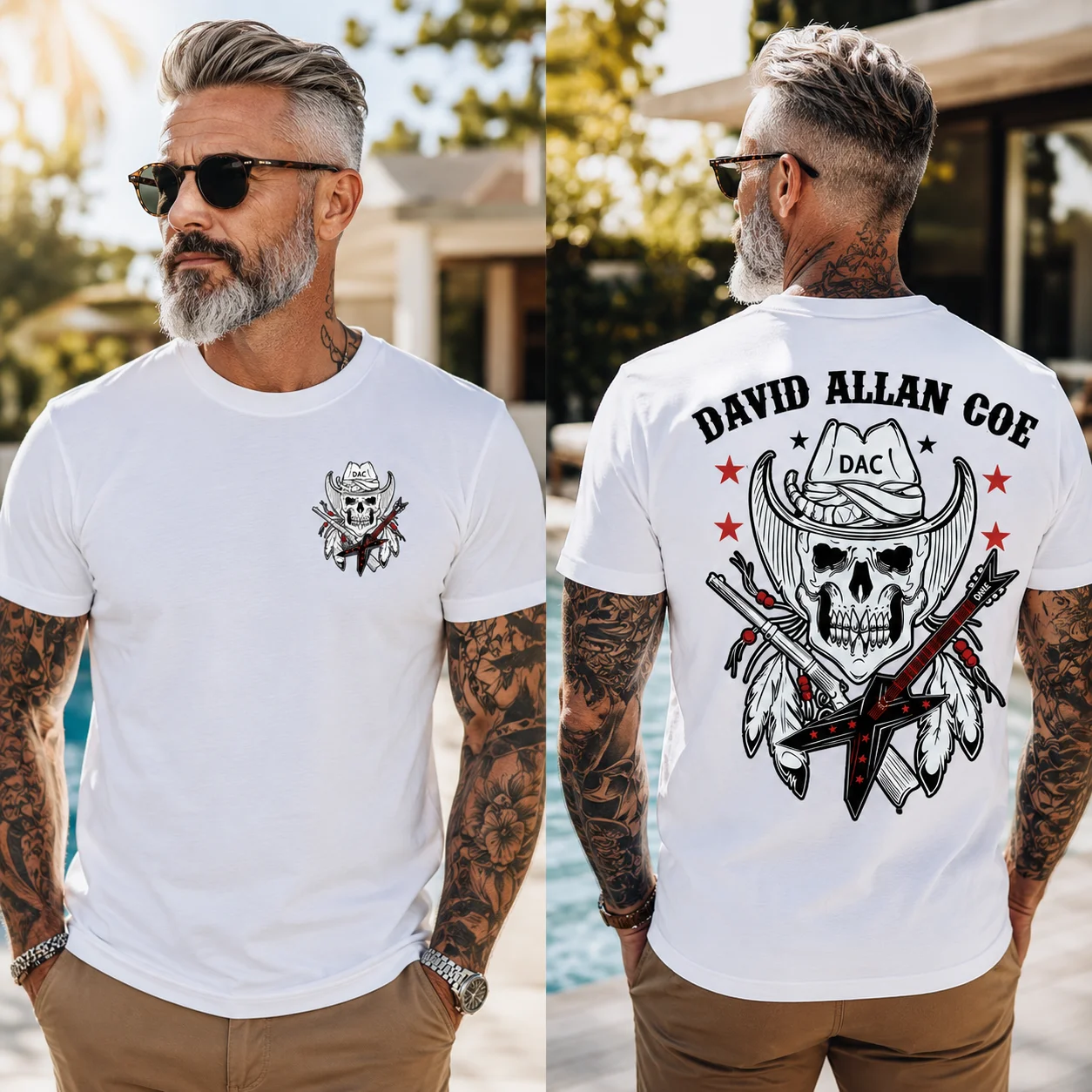 woobulk_1785987438658_0_cc87e4.webp David Allan Coe Outlaw Country Tribute Tee Vintage Skull Guitar Graphic