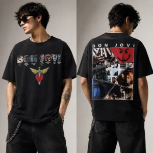 Bon Jovi Slippery When Wet New Jersey Keep The Faith Album Timeline Vintage Graphic Tee