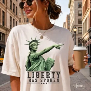 Liberty Has Spoken Statue of Liberty Patriotic Graphic Tee