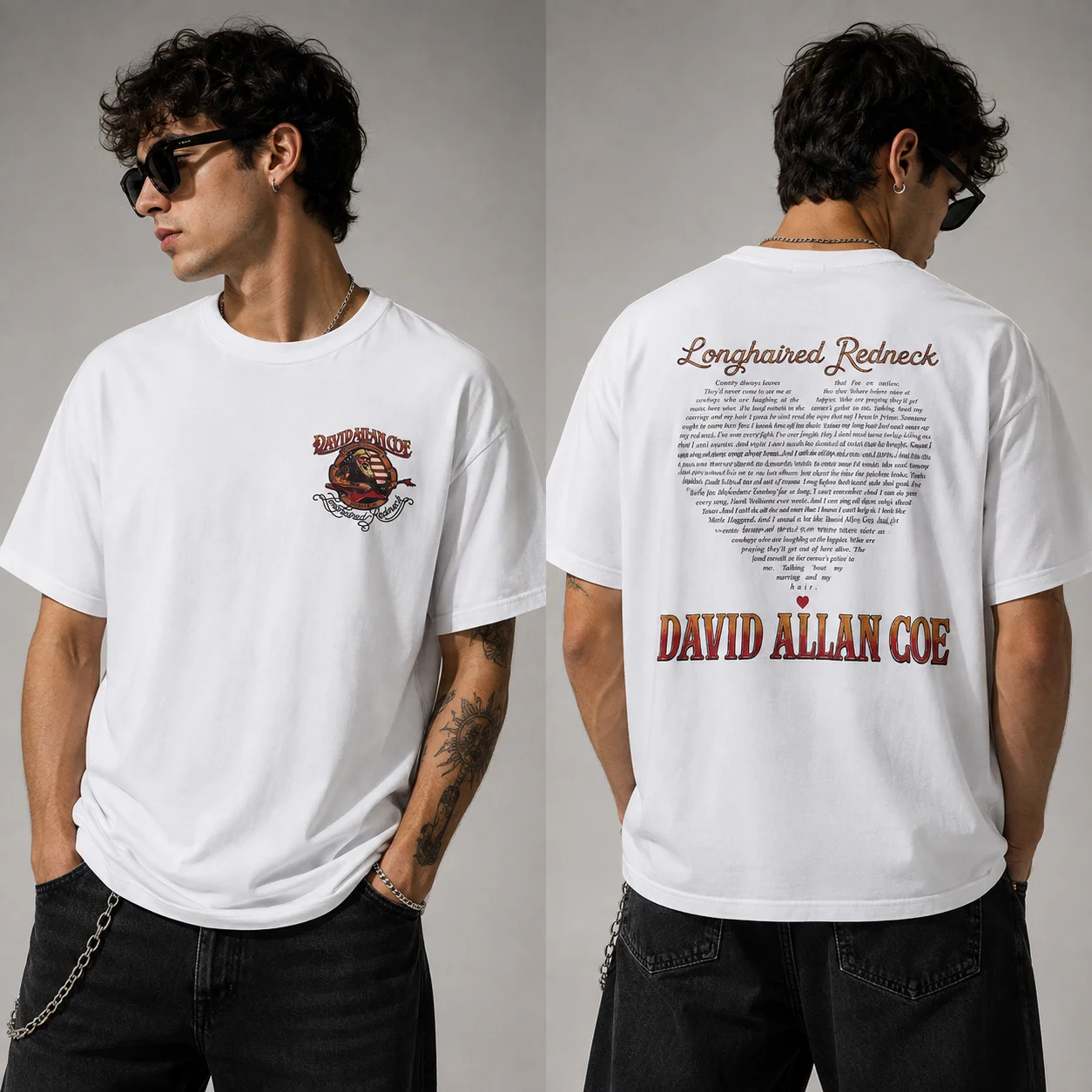 David Allan Coe Longhaired Redneck Vintage Tribute Tee Outlaw Country Music Fan Gift