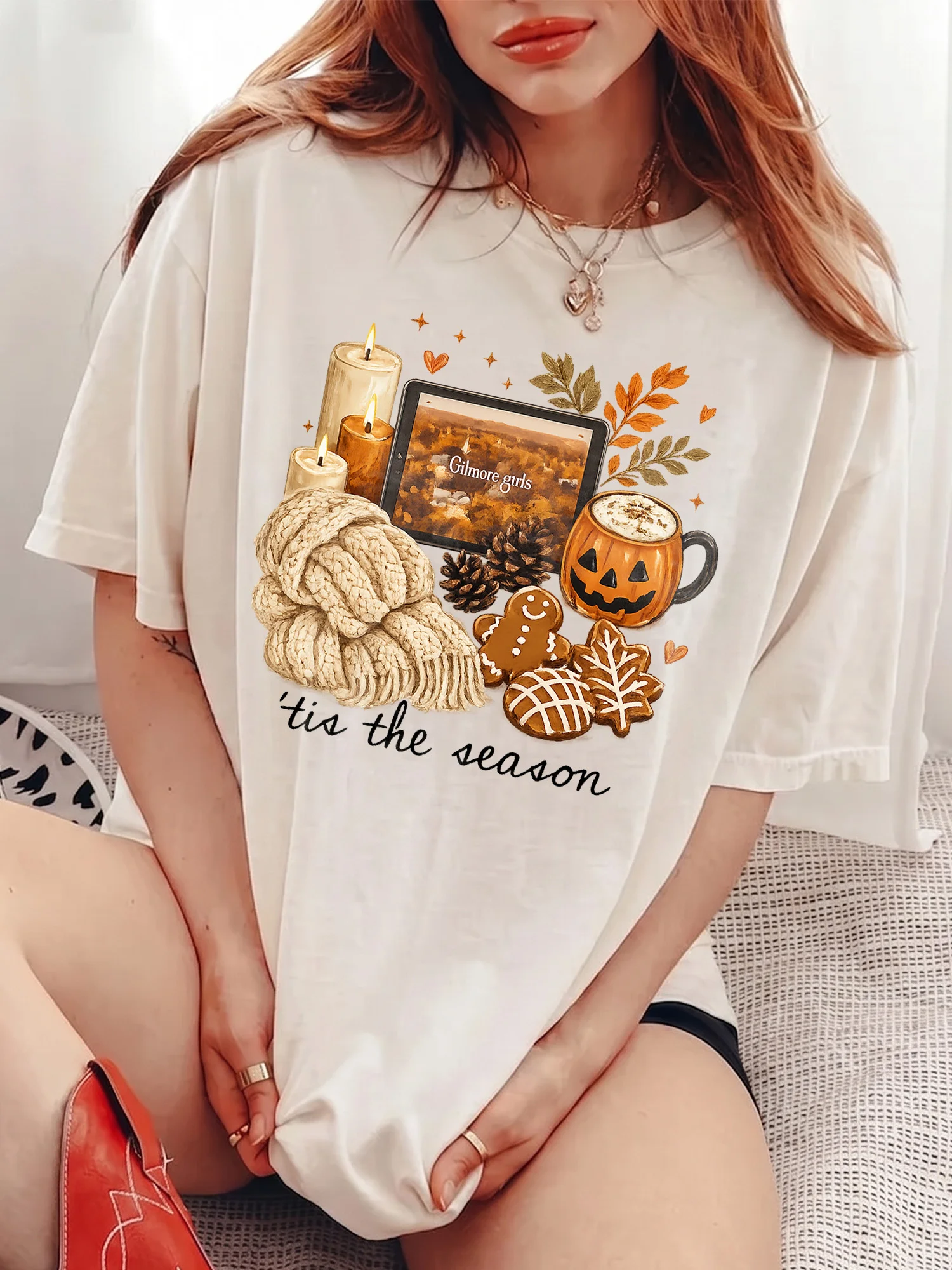 Gilmore Girls Tis The Season Fall Aesthetic Tee Cozy Autumn Stars Hollow T-Shirt