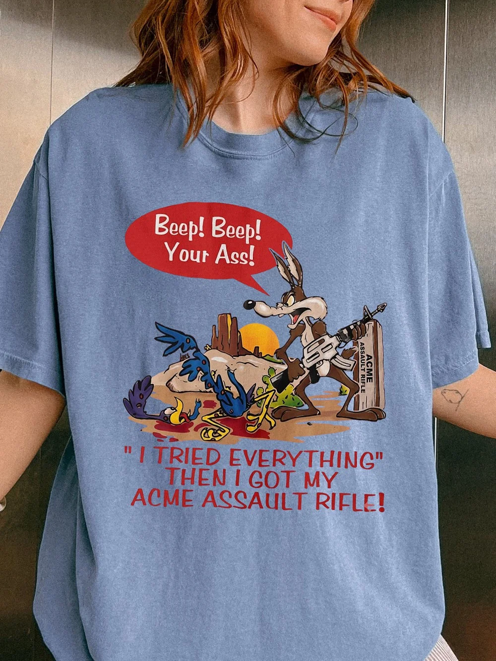 Beep Beep Your Ass Wile E. Coyote Parody Tee Retro Adult Humor Shirt