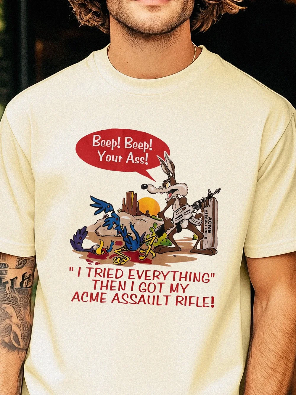 Beep Beep Your Ass Wile E. Coyote Parody Tee Retro Adult Humor Shirt
