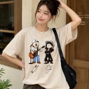 Stevie Nicks and Lindsey Buckingham Illustrated Cartoon Tee