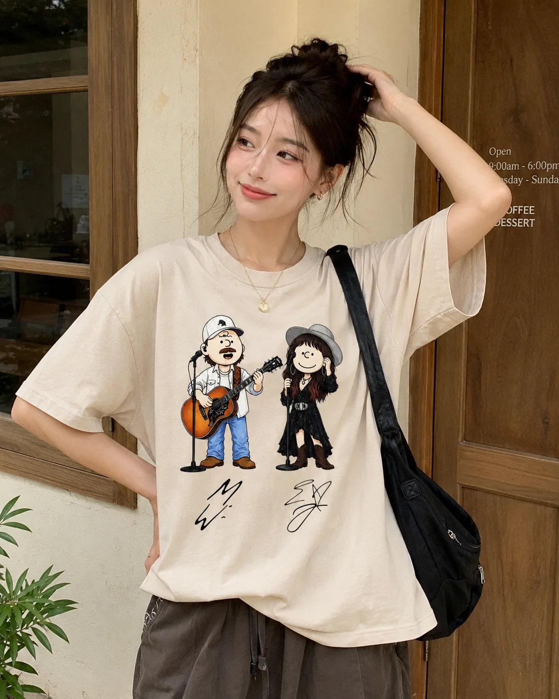 woobulk_1786001992562_0_3d1c15.webp Stevie Nicks and Lindsey Buckingham Illustrated Cartoon Tee