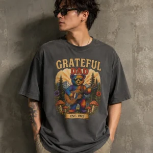 Grateful Dad Psychedelic Bear Custom Year Tee Vintage Music Gift for Fathers