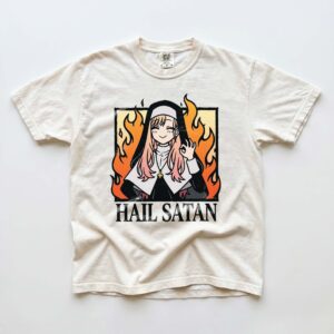 Hail Satan Anime Nun Tee Edgy Dark Humor Alternative Graphic Shirt