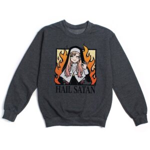 Hail Satan Anime Nun Tee Edgy Dark Humor Alternative Graphic Shirt